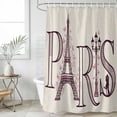 thumbnail image 4 of PARIS Bathroom Shower Curtains with 12 Hooks Polyester Waterproof Shower Curtain for Stalls and Bathtubs Vintage Pink Eiffel Tower Romantic Leaves Couple Decorative Bathroom Curtain 54x78 Inches, 4 of 9