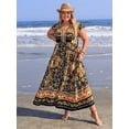 thumbnail image 5 of Women's Plus Size Printed V Neck Ruffle Cap Sleeve Maxi Dress Hundred Percent Viscose soft drape breathable everyday, 5 of 9