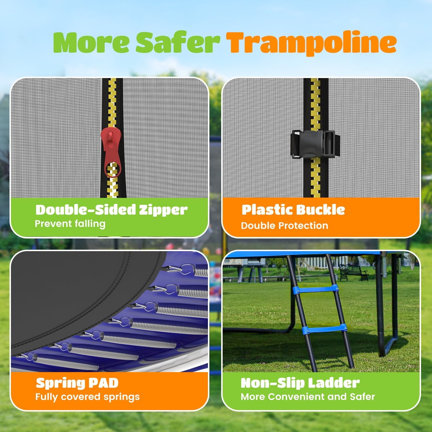 ORCC 1200LBS Weight Capacity Heavy-Duty Trampoline 16 15 14 12 10 8FT Outdoor Yard Trampolines for Kids Adults with Safety Enclosure