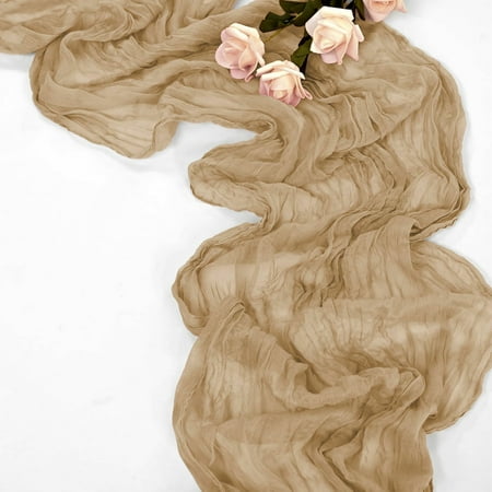 

Nvzi cheese table flag pleated gauze table cloth wedding party decoration evening tablecloth decoration (khaki color 180 * 90cm)