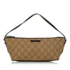 Pre-Owned Gucci GG Boat Baguette Canvas Fabric Brown