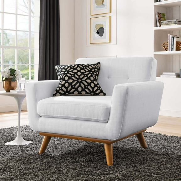 Modway Engage Upholstered Fabric Armchair in White