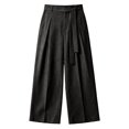 thumbnail image 4 of COMVALUE Men's Summer Pleated Linen Wide Leg Pants Loose Fit Draped Retro Casual Trousers (Black, S), 4 of 7