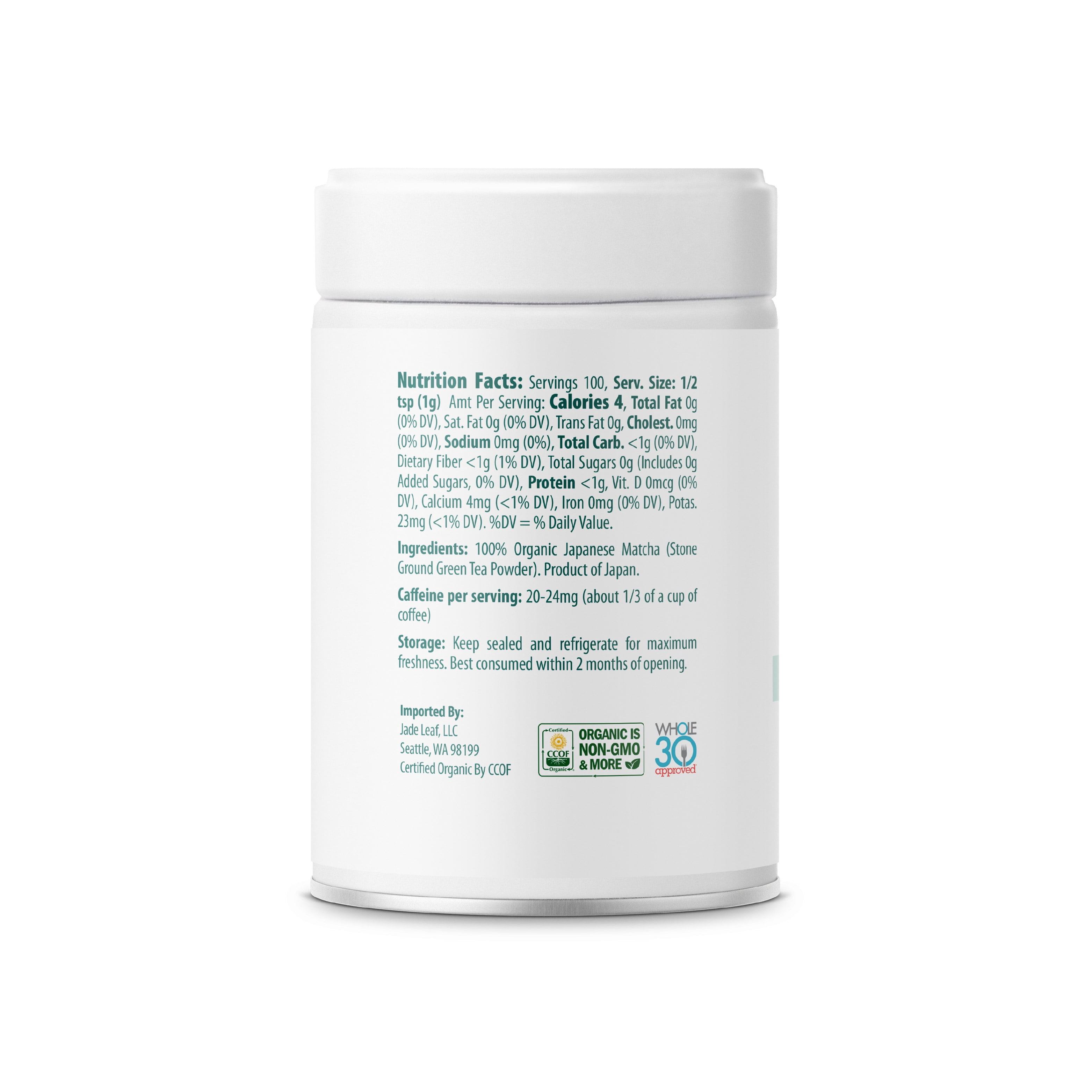 Jade Leaf Organic Ceremonial Grade Matcha Powder, Barista Edition, 3.53 oz Tin