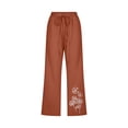 thumbnail image 5 of Yuanlook Casual Cropped Pants for Women, Cotton Linen Elastic Drawstring Waist with Dandelion Print, Everyday Wear Trousers, S-XXXL, 5 of 6