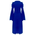 thumbnail image 4 of iiniim Girls Medieval Renaissance Princess Clothes Kid Long Bell Sleeve Retro Dress Blue 14, 4 of 6