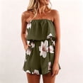 thumbnail image 2 of HCYSFG Womens Floral Rompers Bandeau Strapless Tube Top Summer Beach Elastic High Waist Jumpsuits Wide Leg Shorts Pocket One Piece Casual Playsuits, 2 of 5