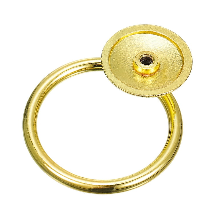 Uxcell Round Ring Pulls, 6Pcs Drawers Knobs Gold Circle Drawer Handles Single Hole for Dresser Cupboard Wardrobe