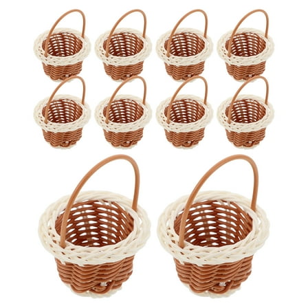 PTOOTP Elegant Coffee Woven Flower Baskets, Portable and Multifunctional for Home, 10Pcs