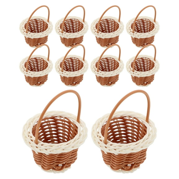 PTOOTP Elegant Coffee Woven Flower Baskets, Portable and Multifunctional for Home, 10Pcs
