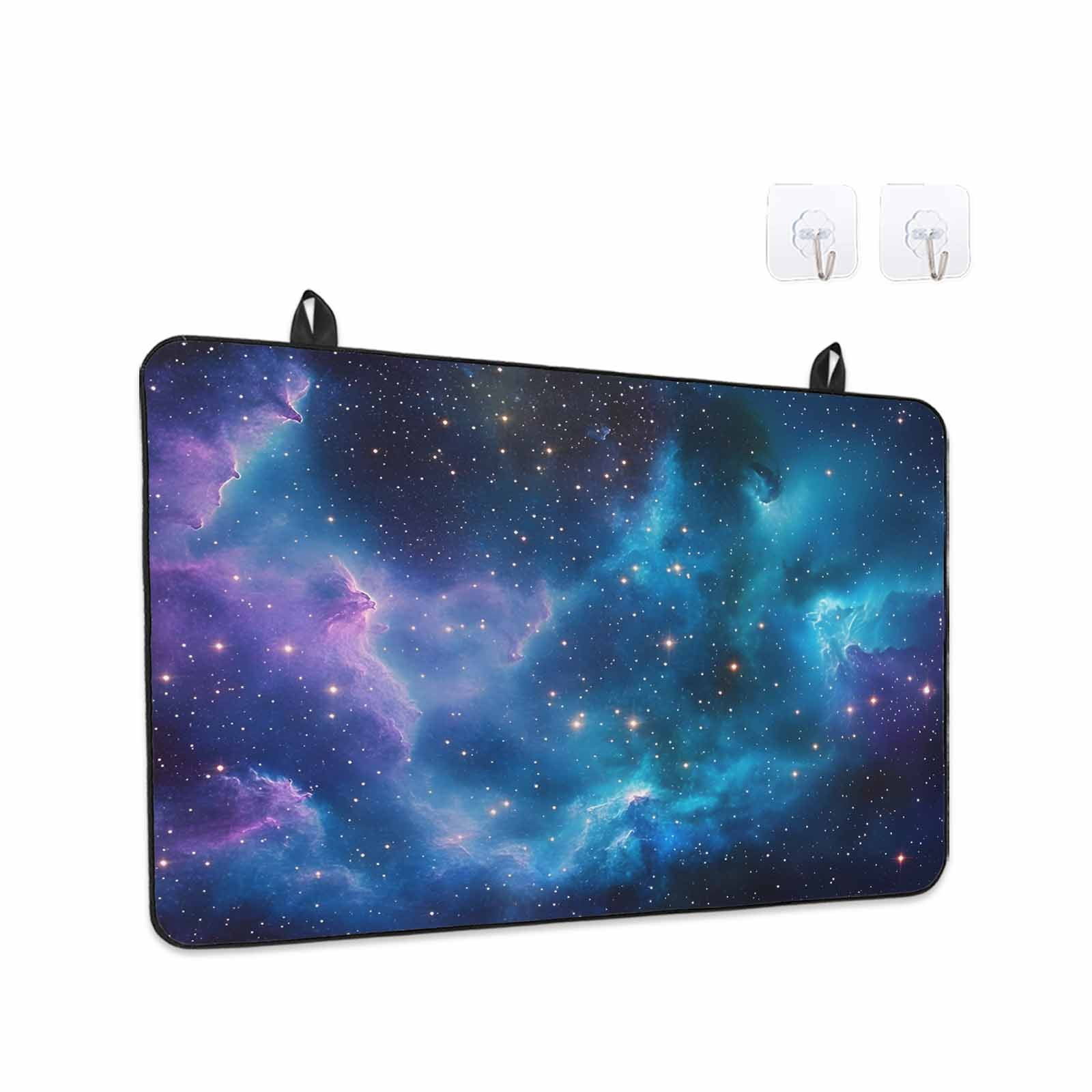 Starry Sky Stove Top Cover for Electric Stove, Heat-proof & Non Slip Glass Top Stove Cover Protector, Modern Rustic Blue Purple Ombre Star Night Kitchen Flat Cooktop Rubber Mat 24x21 Inches