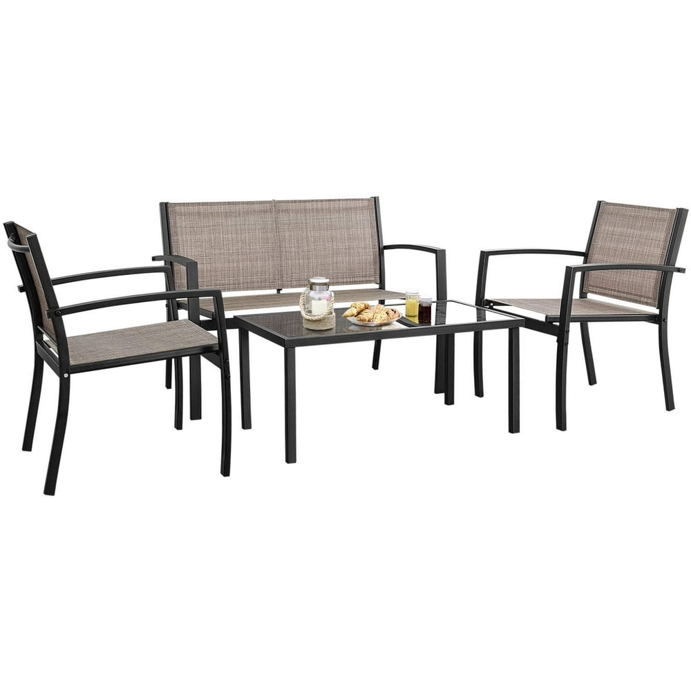 Walnew 4 Pieces Patio Furniture Outdoor furniture Outdoor Patio Furniture Set Textilene Bistro 