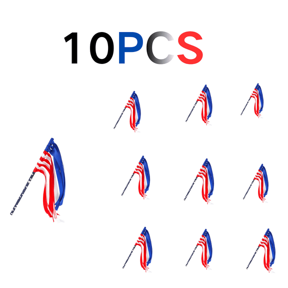 10Pcs Bulk Handheld Red White & Blue Flag, Tassel Decoration, with Classic Independence Day Elements for Household Ornament, Party Layout, Festival Scene Arrangement