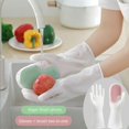 thumbnail image 4 of Guantes de silicona impermeables para limpieza del hogar, cepillo mágico multifuncional, guantes para lavar platos, cocina de goma, rosa, 4 of 4