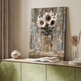 thumbnail image 2 of Framed Rustic Farmhouse White Sunflower Wall Art Flowers Painting Country Canvas Wall Art Decor Vintage Wood Grain Artwork for Living Room Bedroom Bathroom Hotel Modern Home ready to hang 12x16inch, 2 of 6