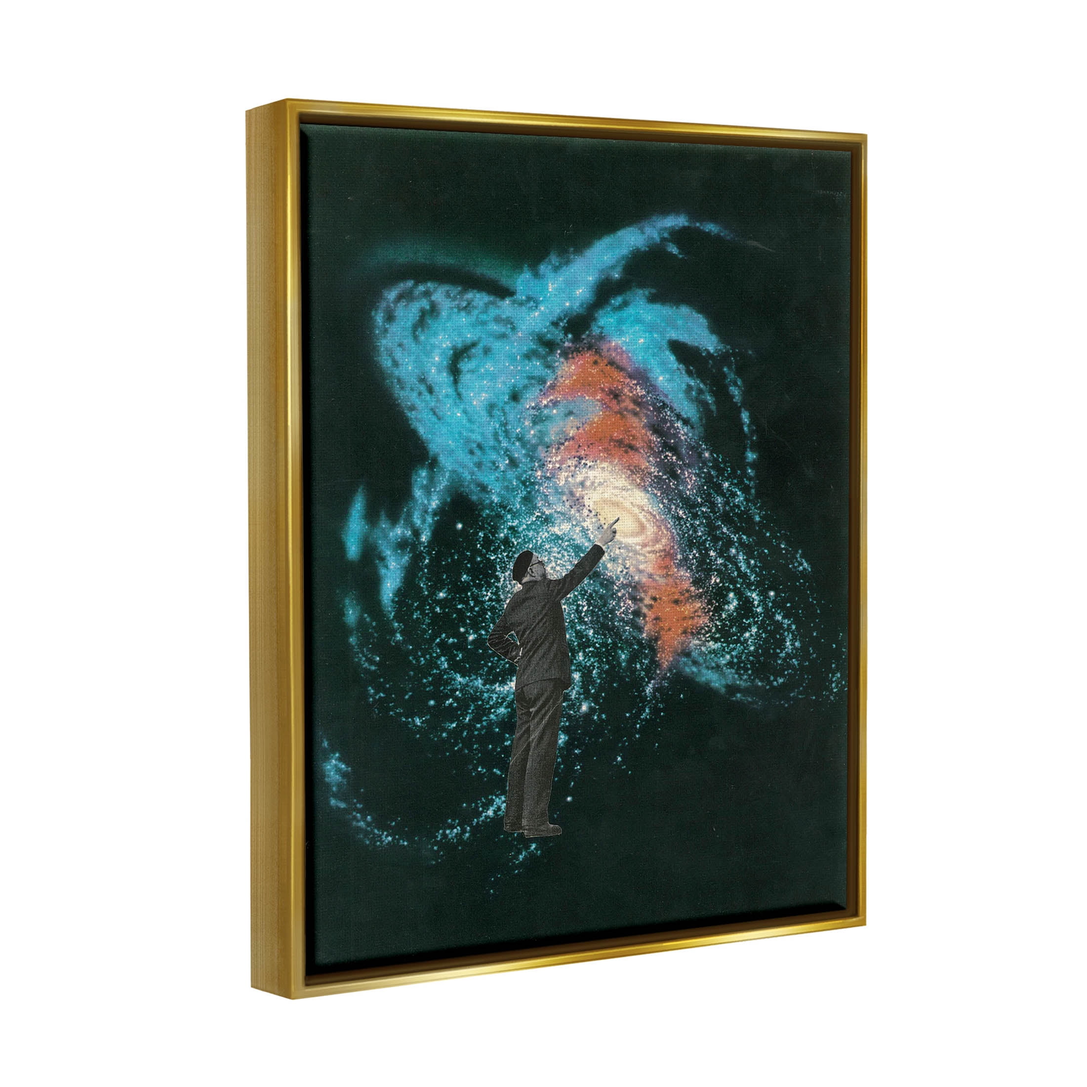 Stupell Industries Vivid Nebula Collage Surreal Person Graphic Art Metallic Gold Floating Framed Canvas Print Wall Art, Design by Matheus Lopes Castro