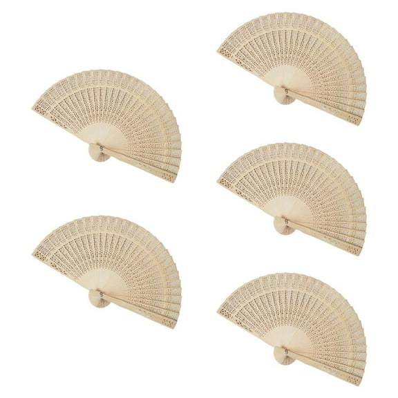 AOOOWER 5Pieces Wooden Hand Fans Wedding Party Wedding Fans Reusable Cooling Tool Fragrant Fan