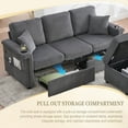 thumbnail image 2 of Living Room Sofas UNITED WE WIN L-Shaped Sectional Sofa with Pull-Out Storage,Ottoman & Pillows 3-Seat with USB Charging,Cup Holder, Convertible Design for Living Room, Apartment, Corduroy Fabric,Com, 2 of 20