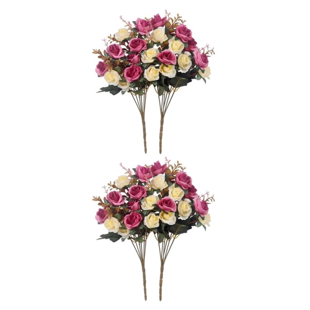 Ruiboury 1/2/3/5 2pcs/set Artificial Flowers Multi-color Optional Fine Workmanship Safety Table Decorations dark red 2PCS