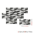 thumbnail image 2 of 6Piece Waterproof Tile Stickers Mosaic Brick 11.8x5.9inch Wall Decals DIY Tiles Vinyl Backsplash Self Adhesive Black Gray Marble Wallpaper, 2 of 8