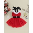 thumbnail image 3 of Bslissey Kids Baby Girls Christmas Dress 9M-4T Sleeveless Contrast Color Halter Neck Mesh Tulle A-line Dress Toddler Casual Princess Dress with Belt for Party, 3 of 7