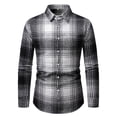 thumbnail image 4 of WRKEKC Plaid Shirt Men Long Sleeve Button-Down Flannel Shirts Casual Turn-Down Collar Loose Fit Daily Tops, 4 of 9