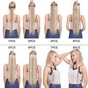 Benehair Clip in Hair Extensions Full Head Long Thick 8 Pieces Hair 18 Clips Curly Wavy Straight Hairpieces 100% Real Natural as Human Best Hair Set 26'' Straight Bleach Blonde