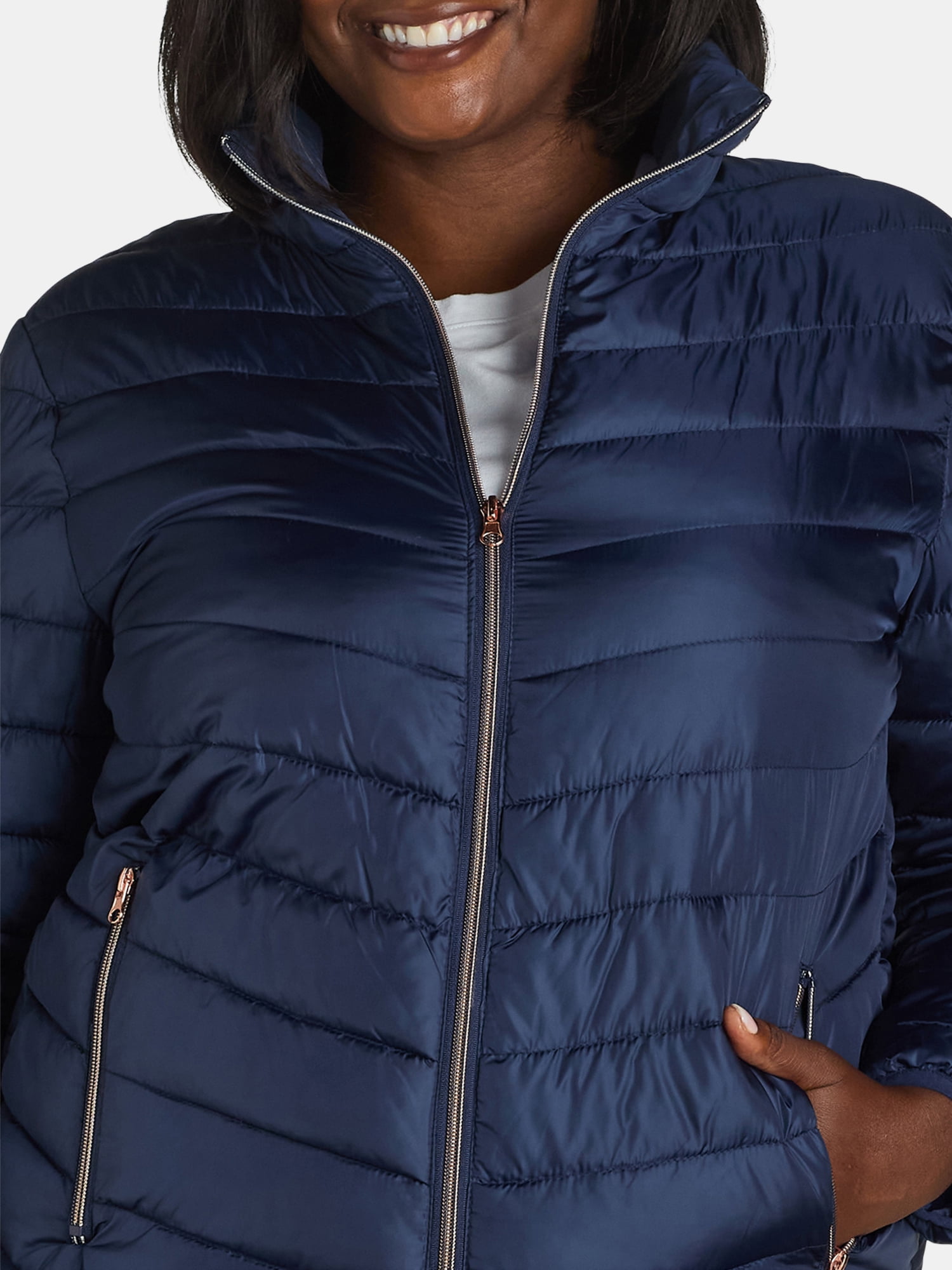 Big Chill Women's and Women’s Plus Packable Puffer Jacket, Midweight, Sizes S-3X