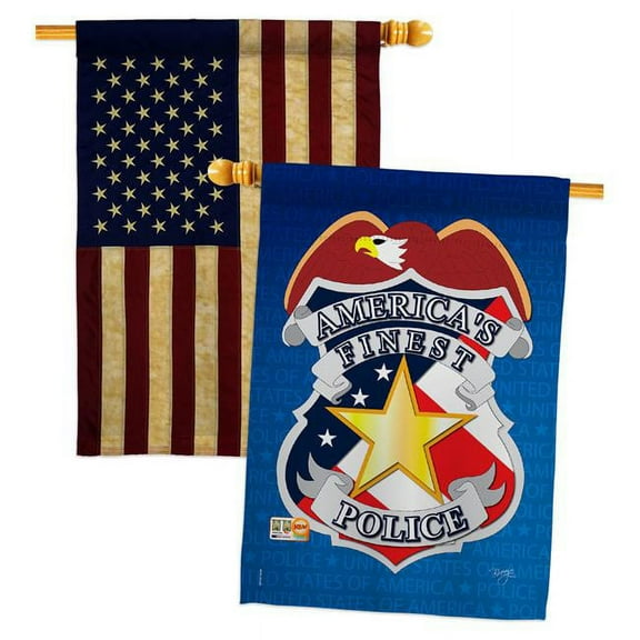 Breeze Decor BD-MI-HP-108030-IP-BOAA-D-US05-BD 28 x 40 in. Military Impressions Decorative Vertical Double Sided USA Vintage Police Americana Applique House Flags - Pack of 2
