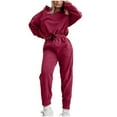 thumbnail image 2 of Dxzfnsa Womens Sweatsuits 2 Piece Sets Women Sporty Casual Solid Color Sets Half Zipper Long Sleeve Sweatshirts Drawstring Jogger Pants Loose Athletic Outfits, 2 of 4