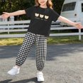 thumbnail image 5 of Amidoa Girls Summer Outfit Sets 2 Piece Graphic T-Shirt Short Sleeve Pants Kids Clothing Sets Black Size 2T, 5 of 6