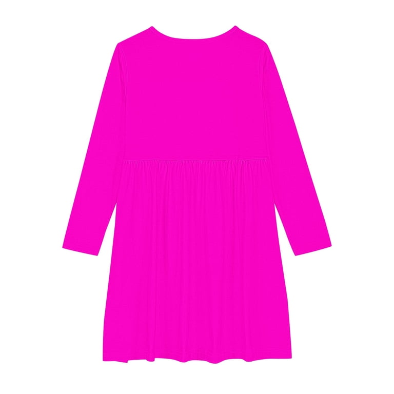 hot pink dress size 16 Yutk Girls Dresses 14-16 Girls Long Sleeve Stretchy A Line Twirly Skater School Recital Dress Pink, Girl's, Size: 11 Years ssys spring break 24
