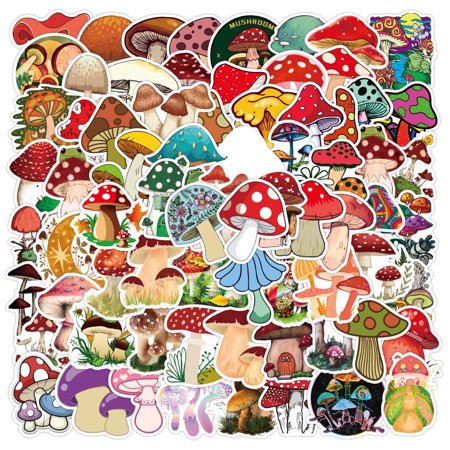 FNGEEN Mushroom Aesthetic Vinyl Stickers, 100 Count