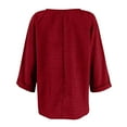 thumbnail image 6 of Fall Sweatshirts, Linen Button Down Shirt Women V Neck 3/4 Sleeve Tops Casual Loose Boho Side Slit Graphic Vintage Tees Floral Blouses, 6 of 6