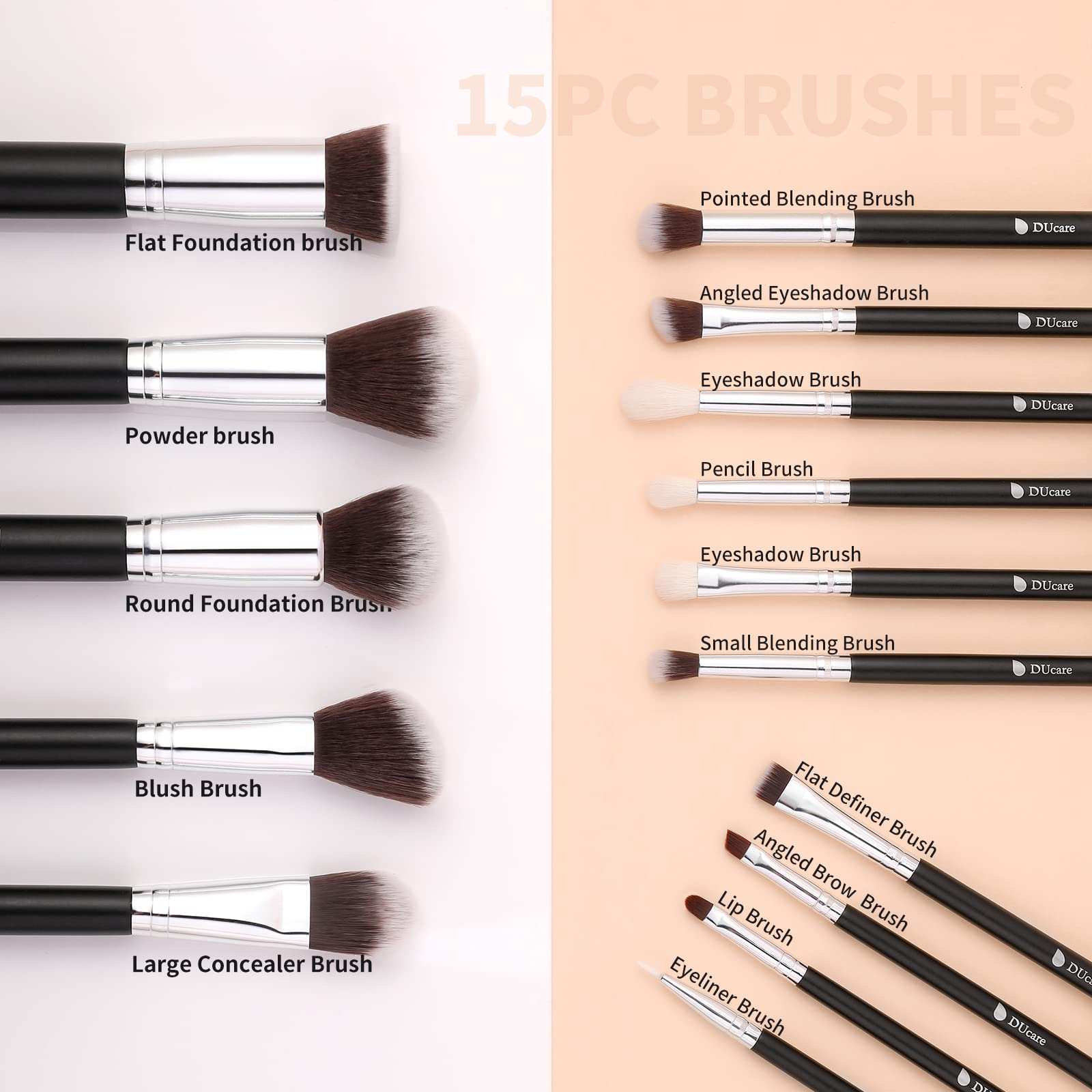 DUcare 15-Piece Professional Makeup Brushes Set photo 6