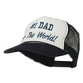 thumbnail image 2 of Number 1 Dad In The World Embroidered Foam Mesh Back Cap - Navy White OSFM, 2 of 5