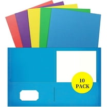 10 Pack Assorted Color Two Pocket Folders for Letter Size Paper Organization