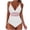 White, variant on cocolona Womens One Piece Tummy Control Swimsuits Summer Solid Color V Neck Mesh Patchwork Bathing Suit