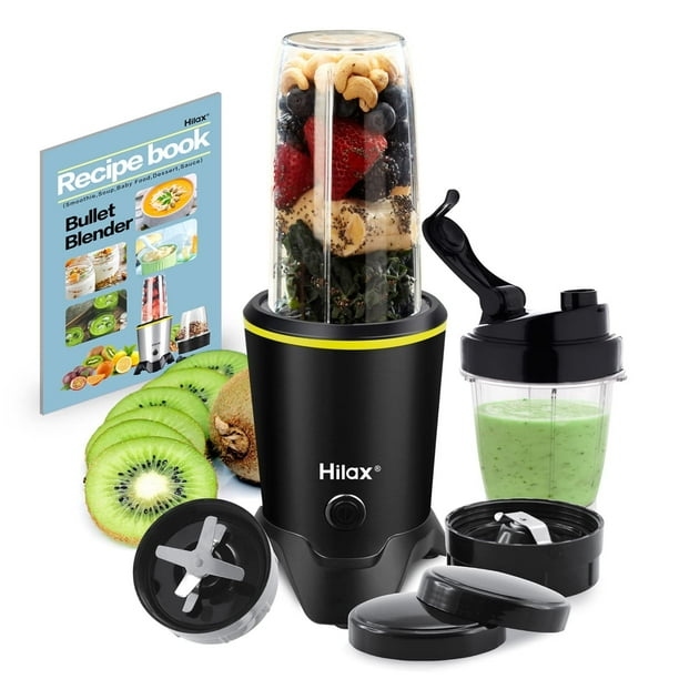 Hilax Bullet Blender, 1200W Blender for Smoothies, High Speed Blender for 35oz and 14oz Portable Travel Cups, Lids, 2-Set Blades, BPA Free, Black - Walmart.com