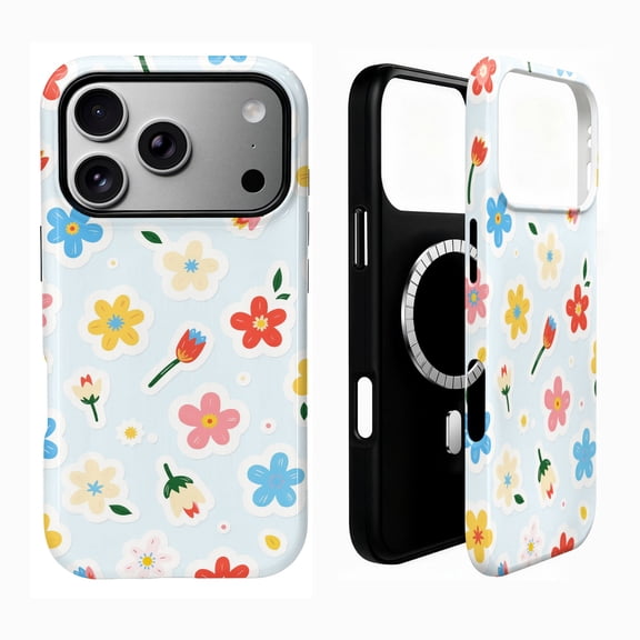 SKLYDDI Cute Floral Aesthetic Case for iPhone 17 Pro Max, Compatible with MagSafe - 242