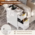 thumbnail image 6 of LAZZO Narrow Nightstands Set of 2, 7.9" Modern Fluted End Tables with Drawers & Charging Station for Living Room & Bedroom, White, 6 of 9