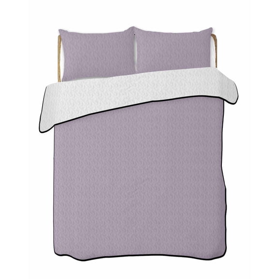 Full Size Quilt Bedding Set, Purple Solid Color Reversible Summer Quilt 3 Pieces, Aesthetics Contemporary Luxury Lightweight Bedspreads Coverlets with 2 Pillow Shams for All Seasons