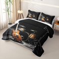 thumbnail image 3 of Erosebridal Classic Brown Guitar Bed Spread Queen for Boys Girls, Drum Kit Print Queen Coverlet Set, 3 Pieces, 3 of 7