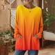 thumbnail image 2 of TaTaai Women‘s Casual Round Neck Gradient Long Sleeve Blouse With Pockets Loose Fit Solid Color T Shirts Soft Polyester Daily Holiday Travel Top Gift, 2 of 7