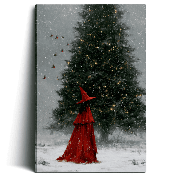 Topbout Art Dark Fantasy Gothic Christmas Tree Canvas Wall Art Entryway Hallway Gallery Wrapped 12*8 inch