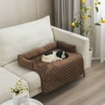 thumbnail image 3 of Reversible Quilted Dog Bed Mat, Furniture Protector Pet Cover for Dogs and Cats with Soft Fabric Pillow, Coffee, 75*75cm, 3 of 6