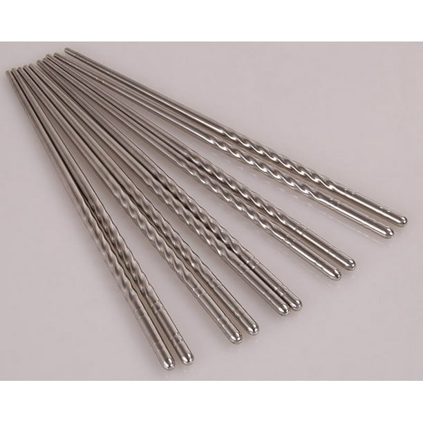 5 palillos reutilizables coreanos chinos de acero inoxidable par Otros