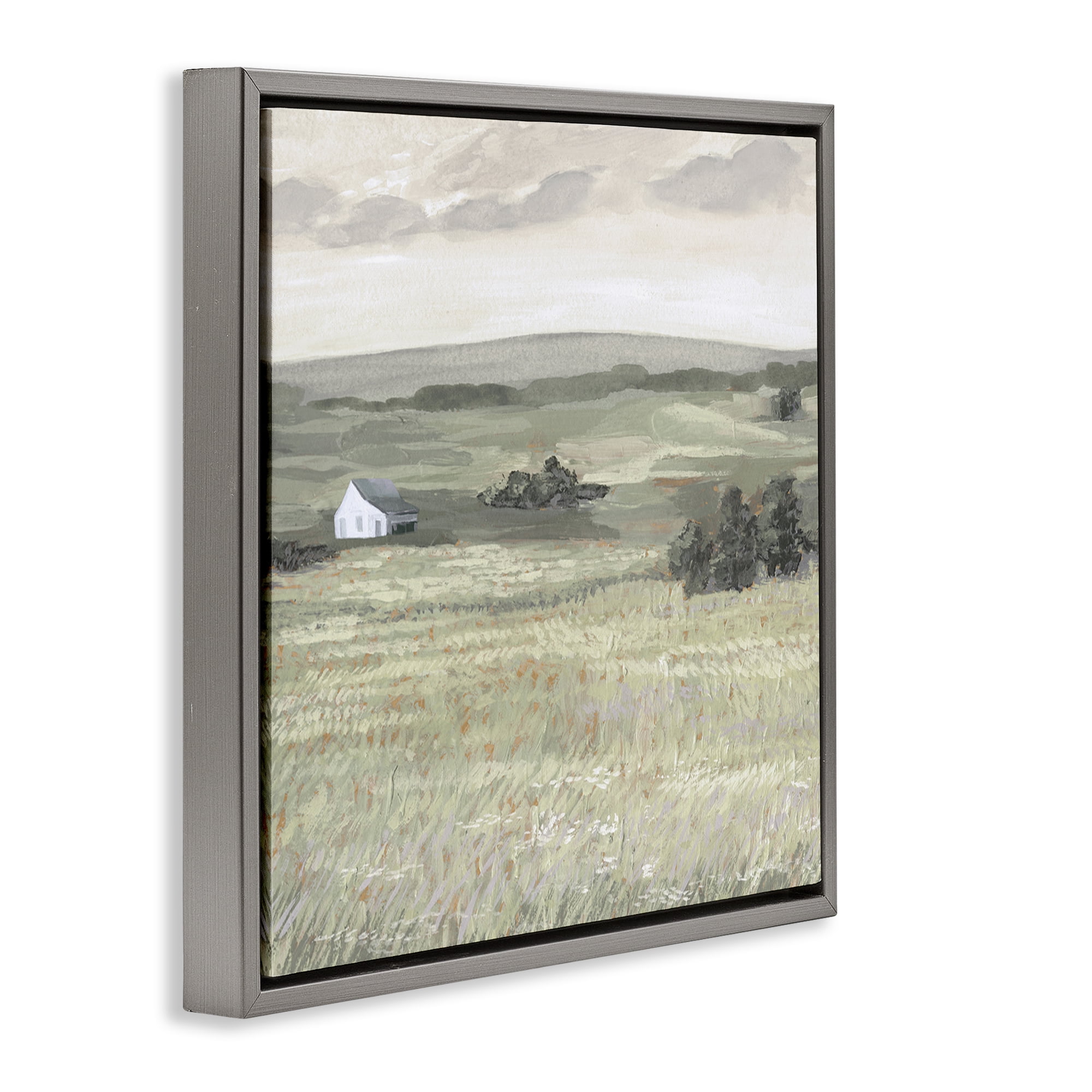 Stupell Industries Scenic Country Landscape Landscape & Nature Painting Gray Floater Framed Canvas Art Print Wall Art, 25 x 25
