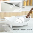 thumbnail image 5 of Expandable Kitchen Drying Rack with Drainboard | 360° Rotational Drain Channel | Utensil Holder & Sink Spout Strainers | Countertop Space Saving Dish Drainer | White or Gray, 5 of 9
