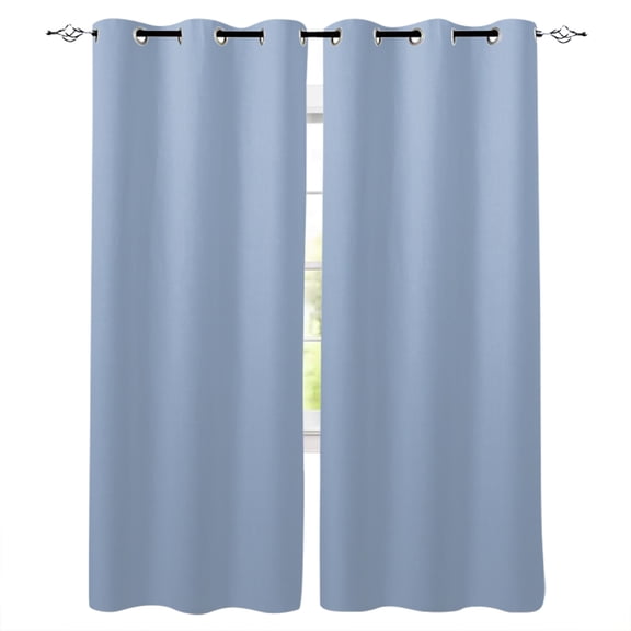Blackout Curtains for Bedroom, Pure Light Blue Room Darkening Window Drapes for Living Room, Simple Solid Color Thermal Insulated Grommet Curtains, 52x84 inch, 2 Panels
